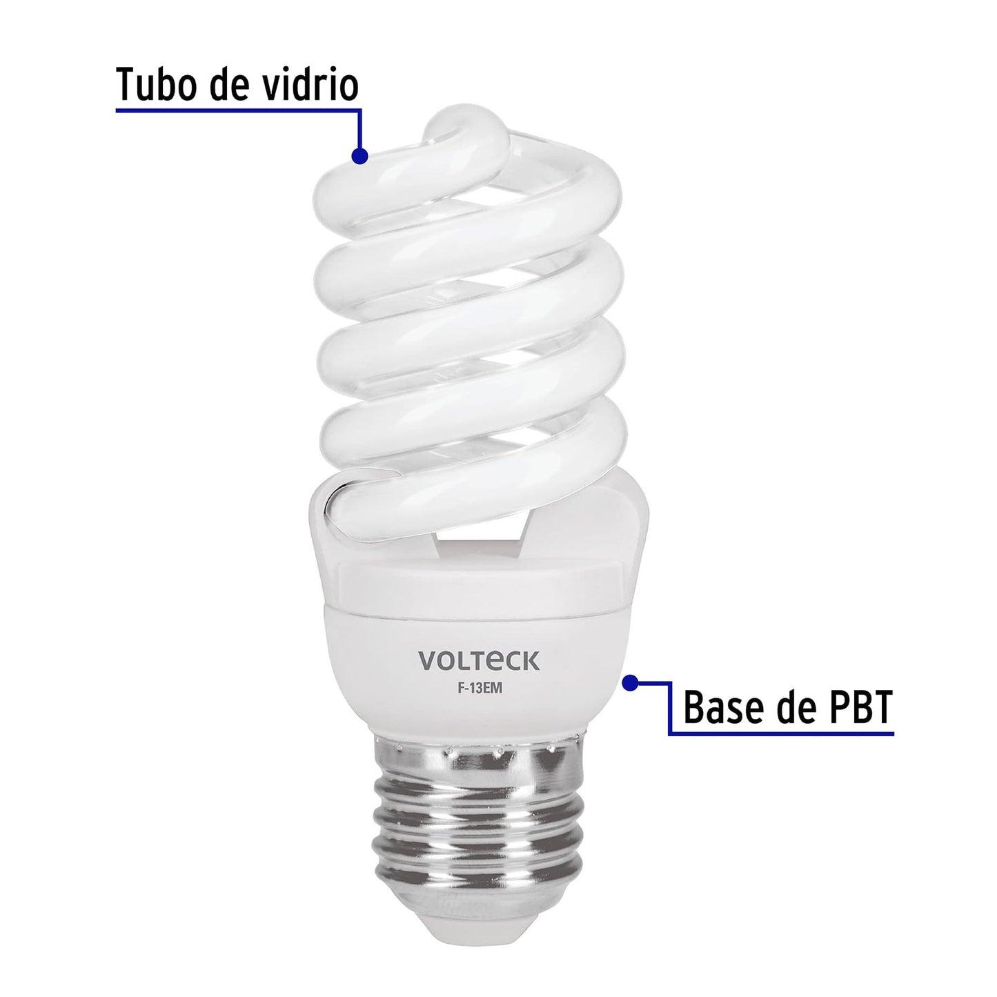 Lámpara espiral mini T2 13 W luz de día en blíster, Volteck | F-13EM | 48504