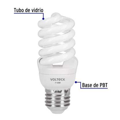 Lámpara espiral mini T2 13 W luz de día en blíster, Volteck | F-13EM | 48504
