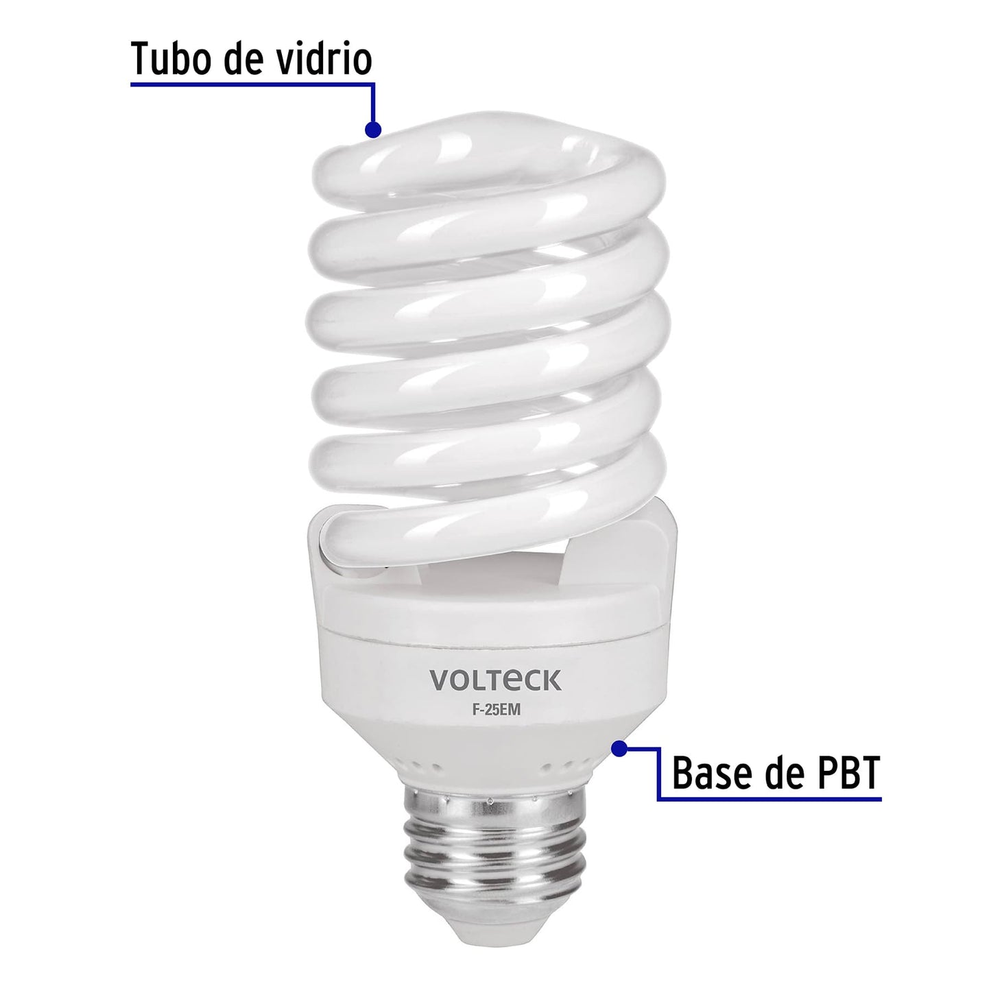Lámpara espiral mini T2 25 W luz de día en blíster, Volteck | F-25EM | 48506