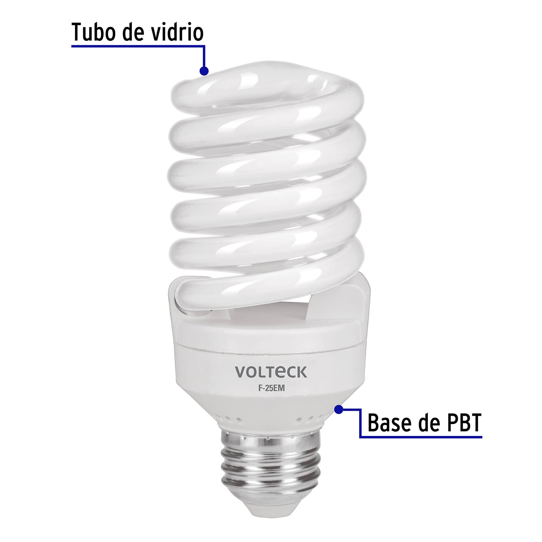 Lámpara espiral mini T2 25 W luz de día en blíster, Volteck | F-25EM | 48506