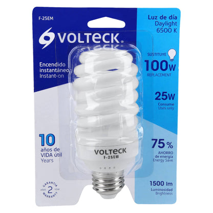 Lámpara espiral mini T2 25 W luz de día en blíster, Volteck | F-25EM | 48506