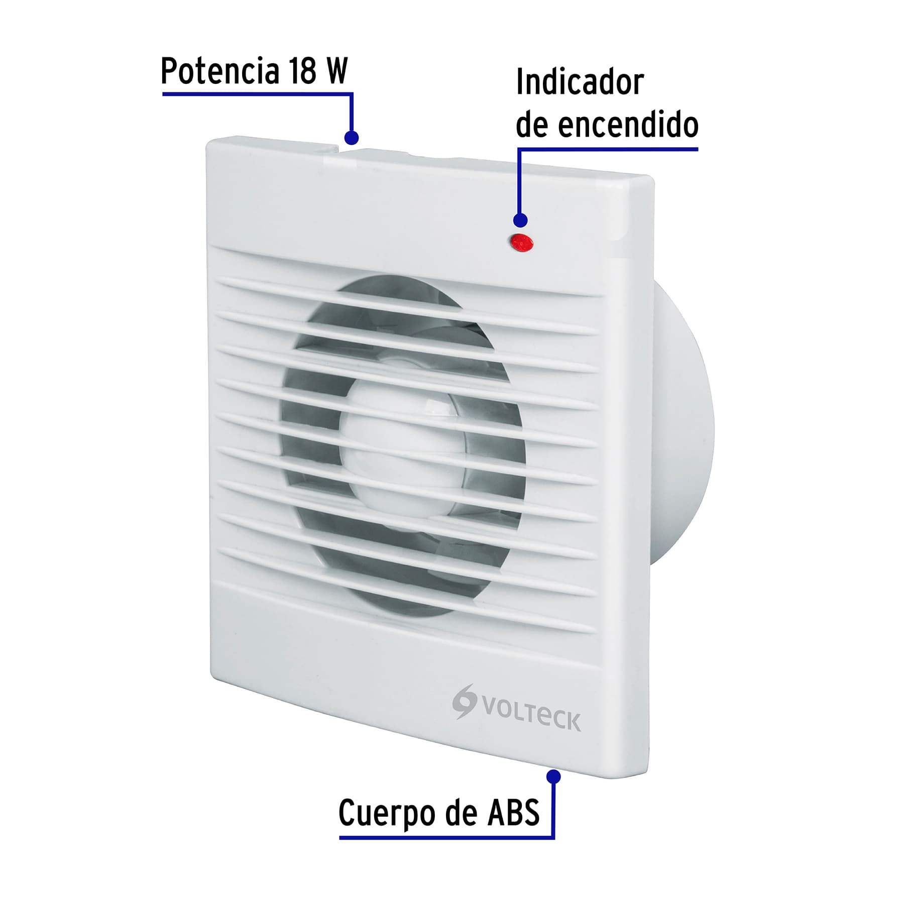 Extractor de aire de 4', blanco, VOLTECK | EXA-4B | 48530
