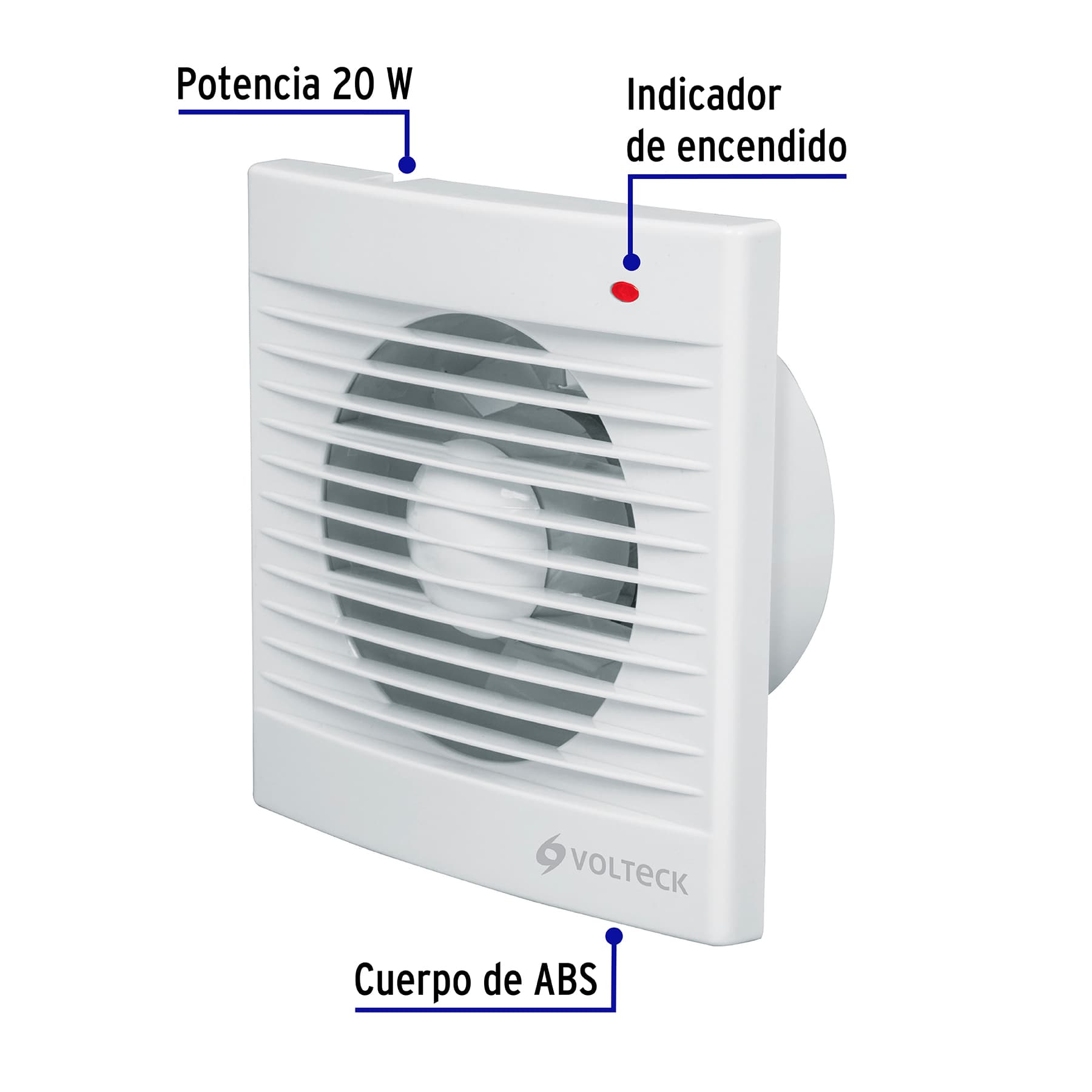 Extractor de aire de 5', blanco, VOLTECK | EXA-5B | 48531
