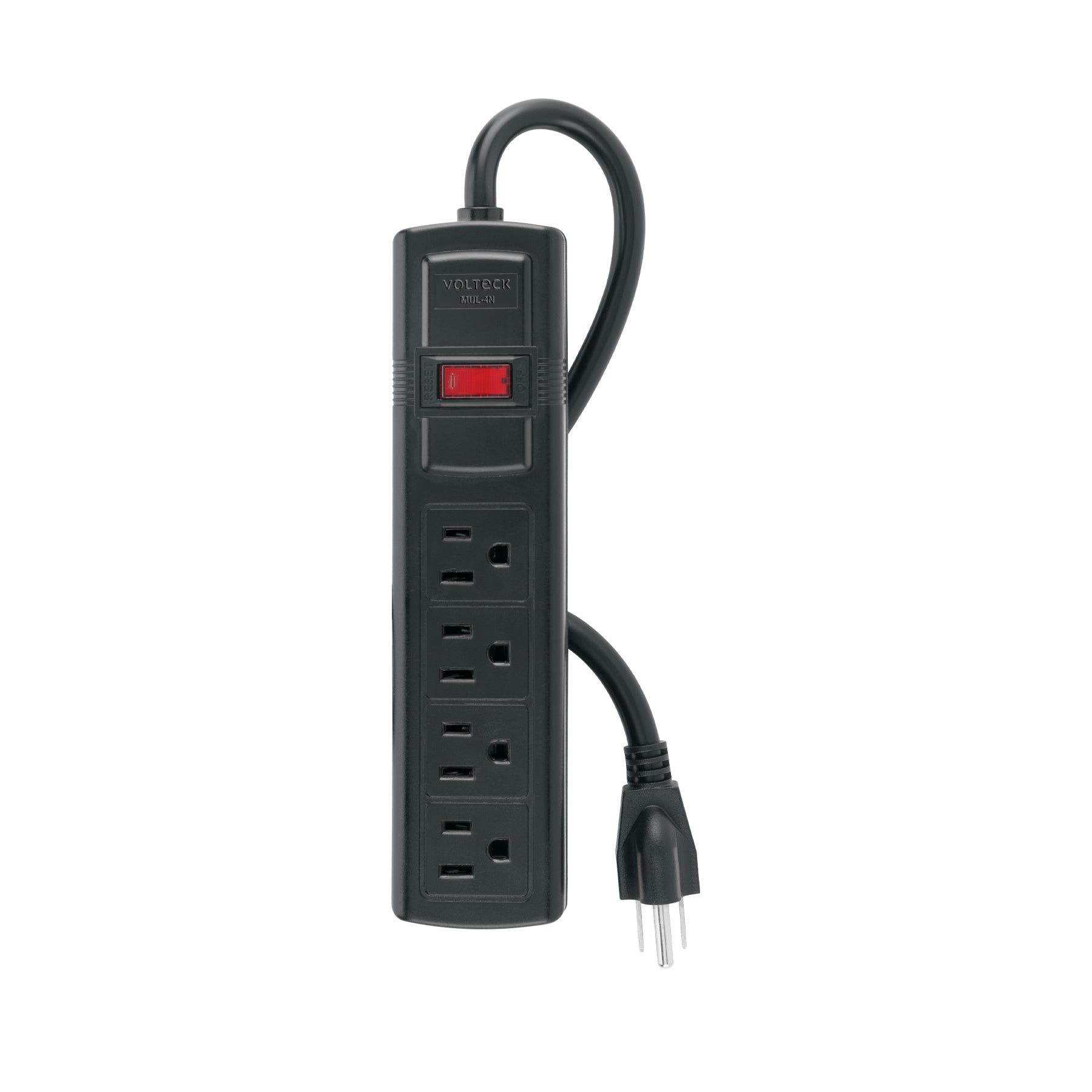 Multicontacto doméstico con 4 entradas, negro, VOLTECK | MUL-4N | 48539