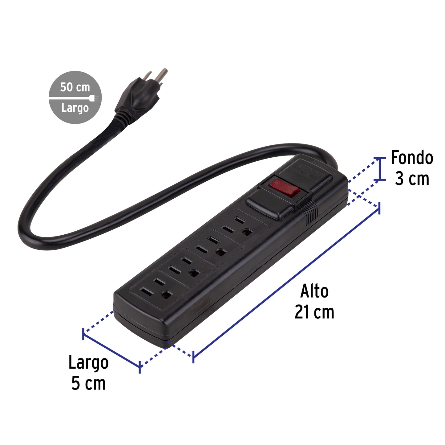 Multicontacto doméstico con 4 entradas, negro, VOLTECK | MUL-4N | 48539