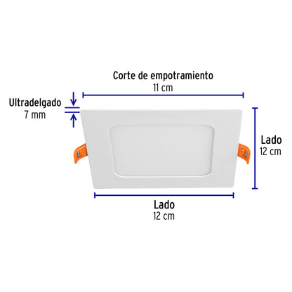 Luminario LED plafón 6W 6500K ultradelgado cuadrado VOLTECK | EMP-400L | 48540