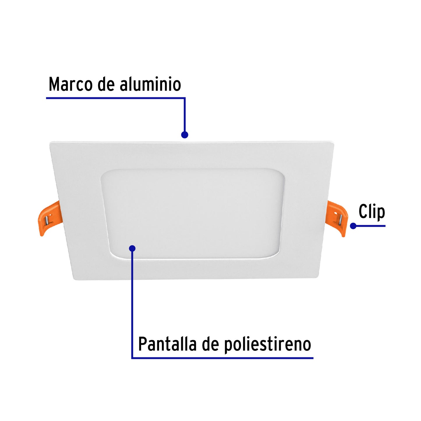Luminario LED plafón 6W 6500K ultradelgado cuadrado VOLTECK | EMP-400L | 48540