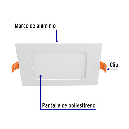 Luminario LED plafón 6W 6500K ultradelgado cuadrado VOLTECK | EMP-400L | 48540