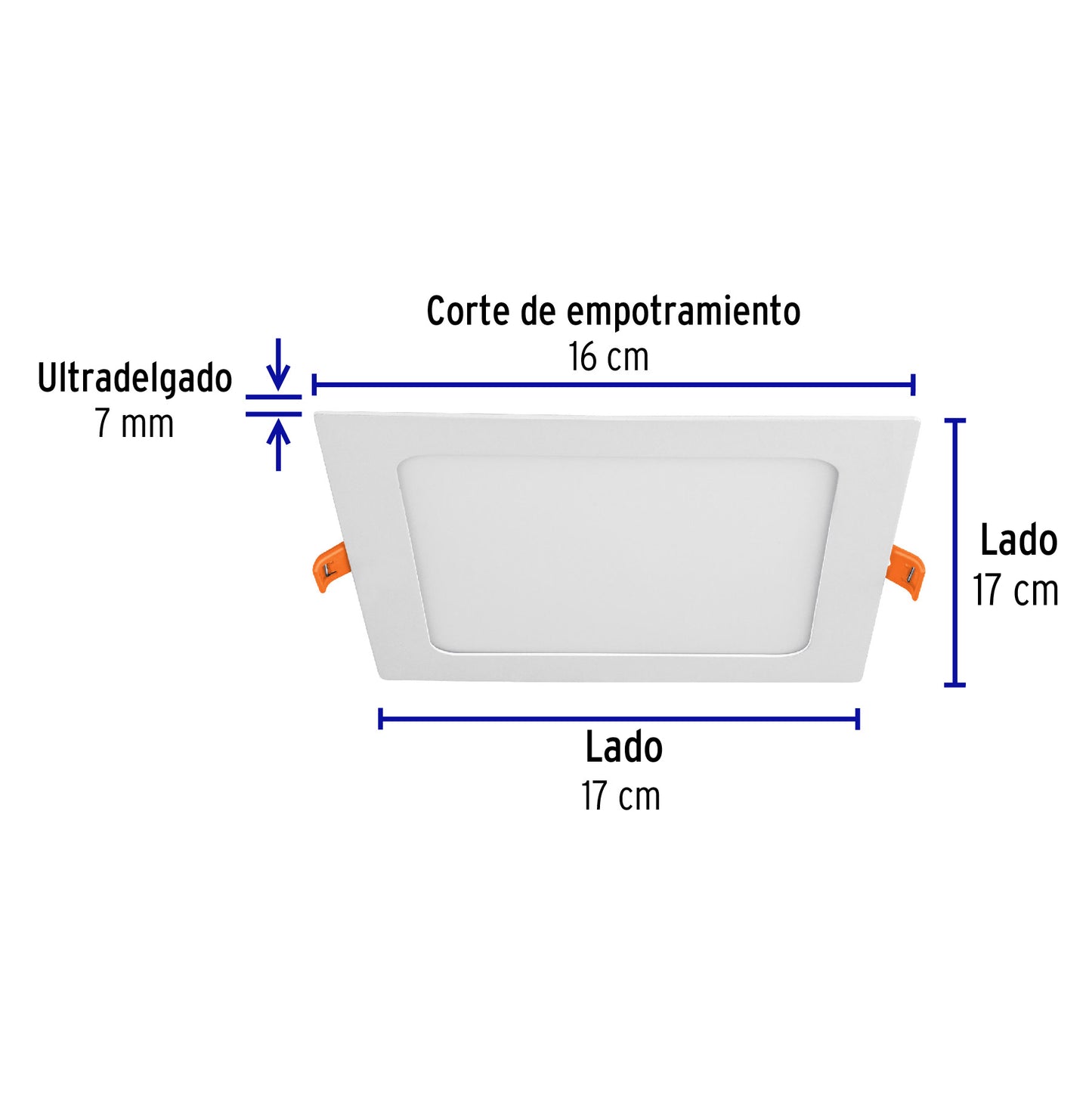 Luminario LED plafón 12W 6500K ultradelgado cuadrado VOLTECK | EMP-401L | 48541