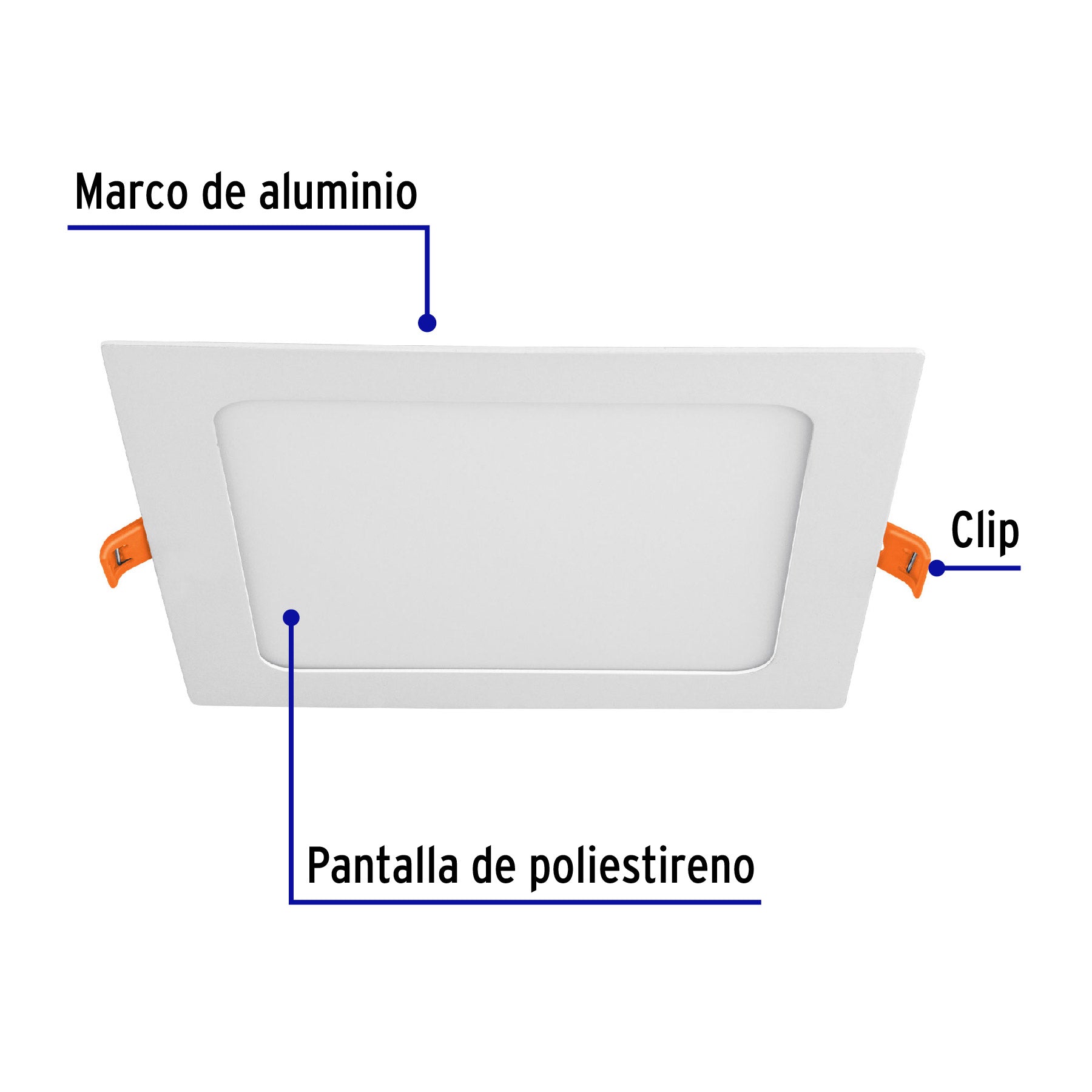 Luminario LED plafón 12W 6500K ultradelgado cuadrado VOLTECK | EMP-401L | 48541