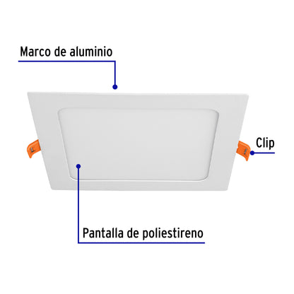 Luminario LED plafón 12W 6500K ultradelgado cuadrado VOLTECK | EMP-401L | 48541