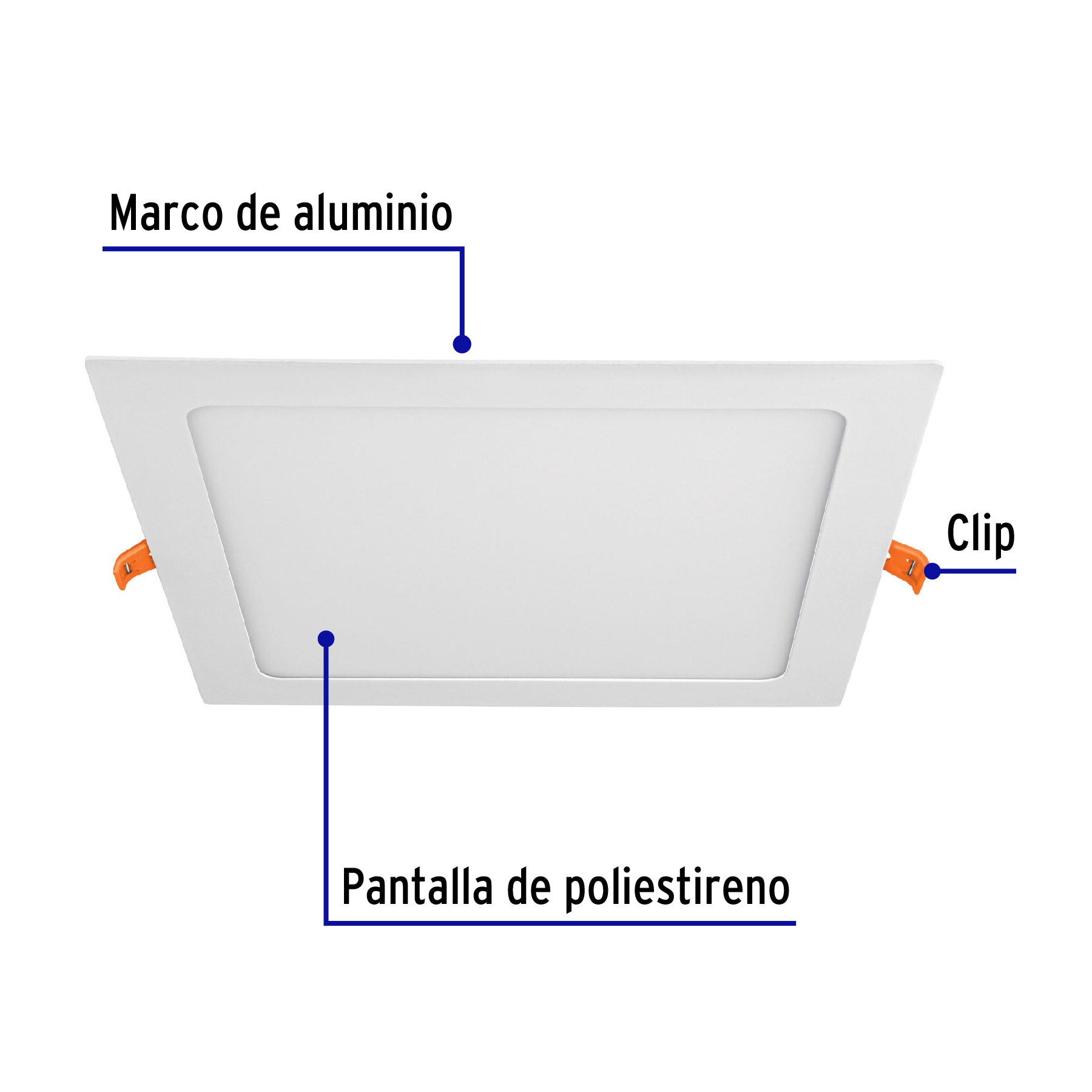 Luminario LED plafón 18W 6500K ultradelgado cuadrado VOLTECK | EMP-402L | 48542