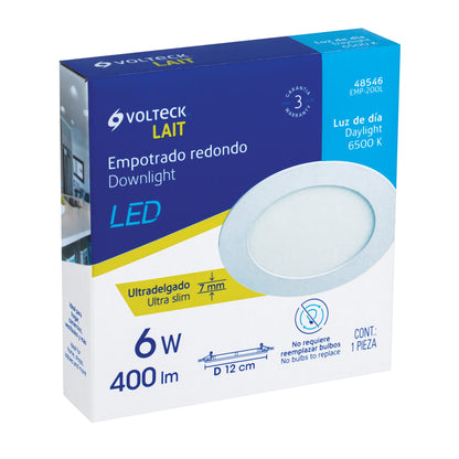 Luminario LED plafón 6W 6500K ultradelgado redondo, VOLTECK | EMP-200L | 48546