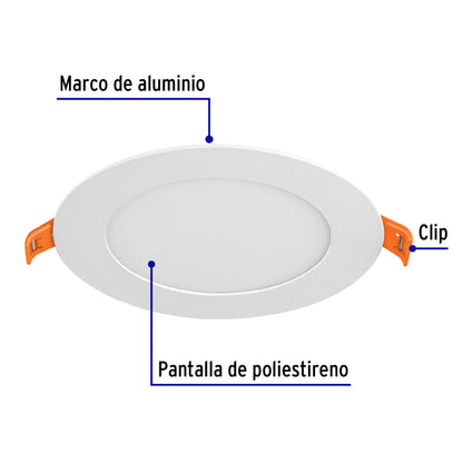 Luminario LED plafón 6W 6500K ultradelgado redondo, VOLTECK | EMP-200L | 48546