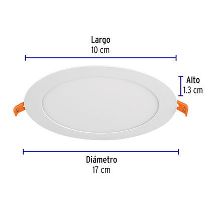 Luminario LED plafón 12W 6500K ultradelgado redondo, VOLTECK | EMP-201L | 48547