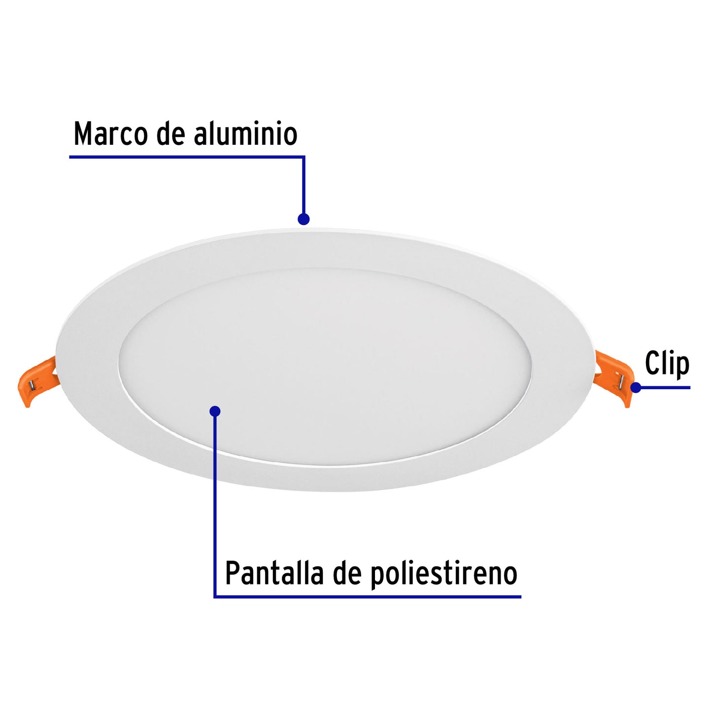 Luminario LED plafón 12W 6500K ultradelgado redondo, VOLTECK | EMP-201L | 48547