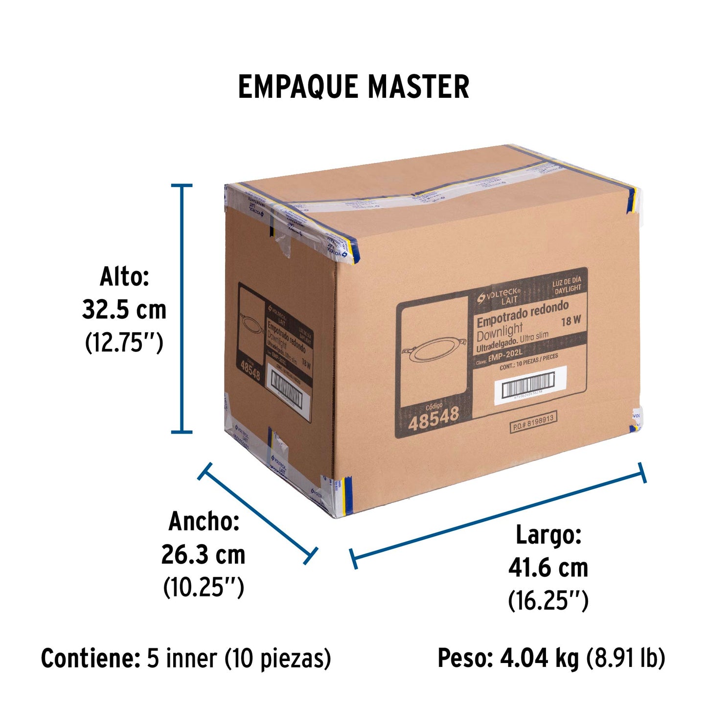 Luminario LED plafón 18W 6500K ultradelgado redondo, VOLTECK | EMP-202L | 48548