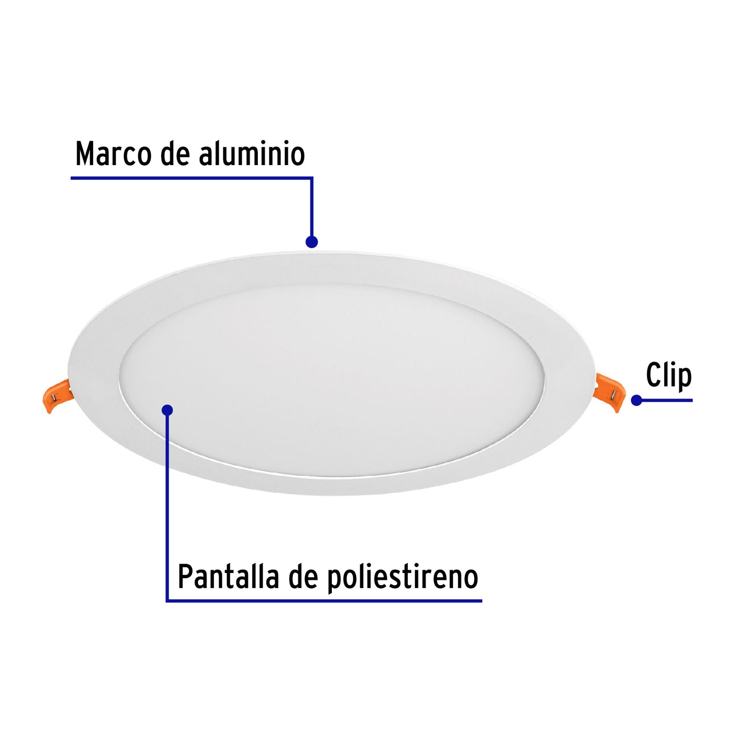 Luminario LED plafón 18W 6500K ultradelgado redondo, VOLTECK | EMP-202L | 48548