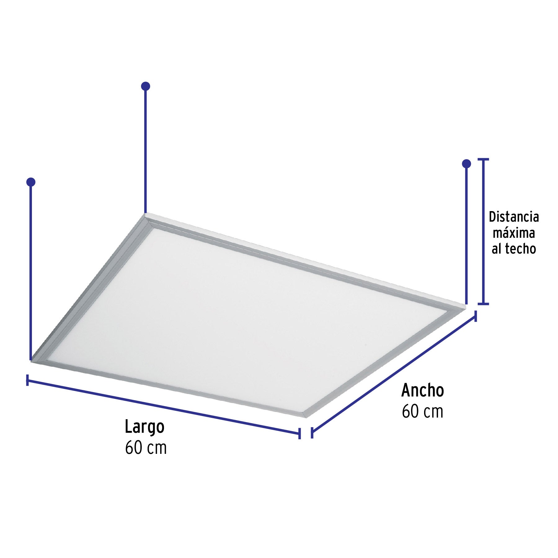 Panel delgado colgante de LED 45 W 60 x 60 cm luz de día | COL-400L | 48549