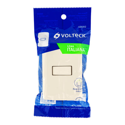 Placa armada 1 interruptor sencillo, marfil, línea Italiana | PA-APSE-I | 48660