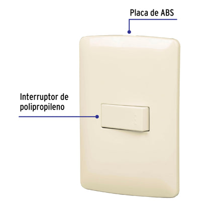 Placa armada 1 interruptor sencillo, marfil, línea Italiana | PA-APSE-I | 48660