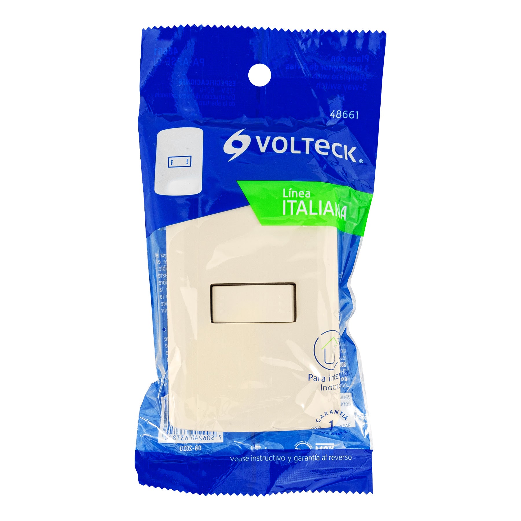 Placa armada 1 interruptor escalera marfil, línea Italiana | PA-APSE-EI | 48661