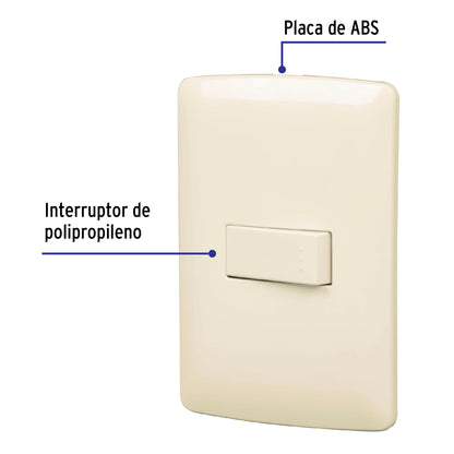 Placa armada 1 interruptor escalera marfil, línea Italiana | PA-APSE-EI | 48661