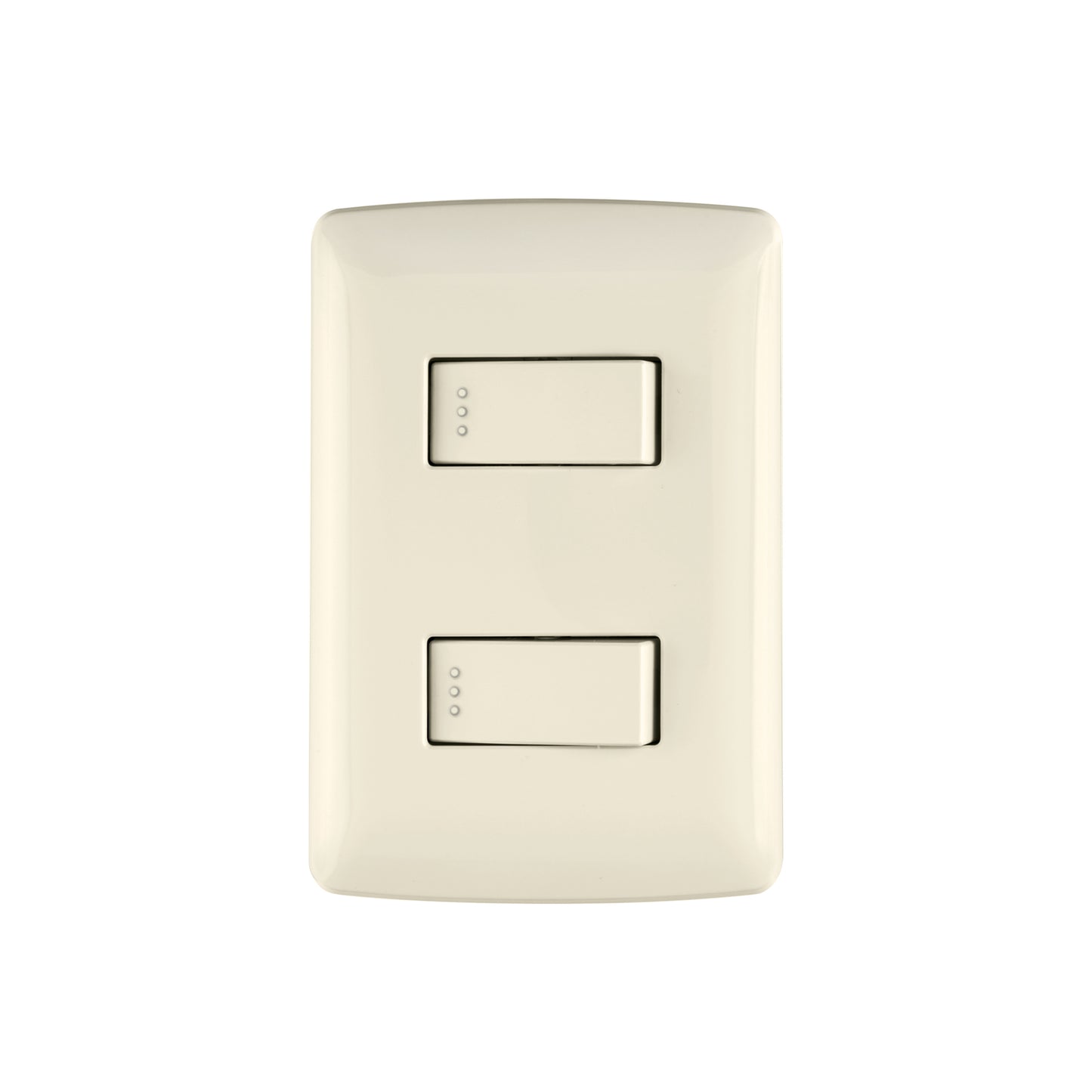 Placa armada 2 interruptores sencillos marfil,línea Italiana | PA-APDO-I | 48662