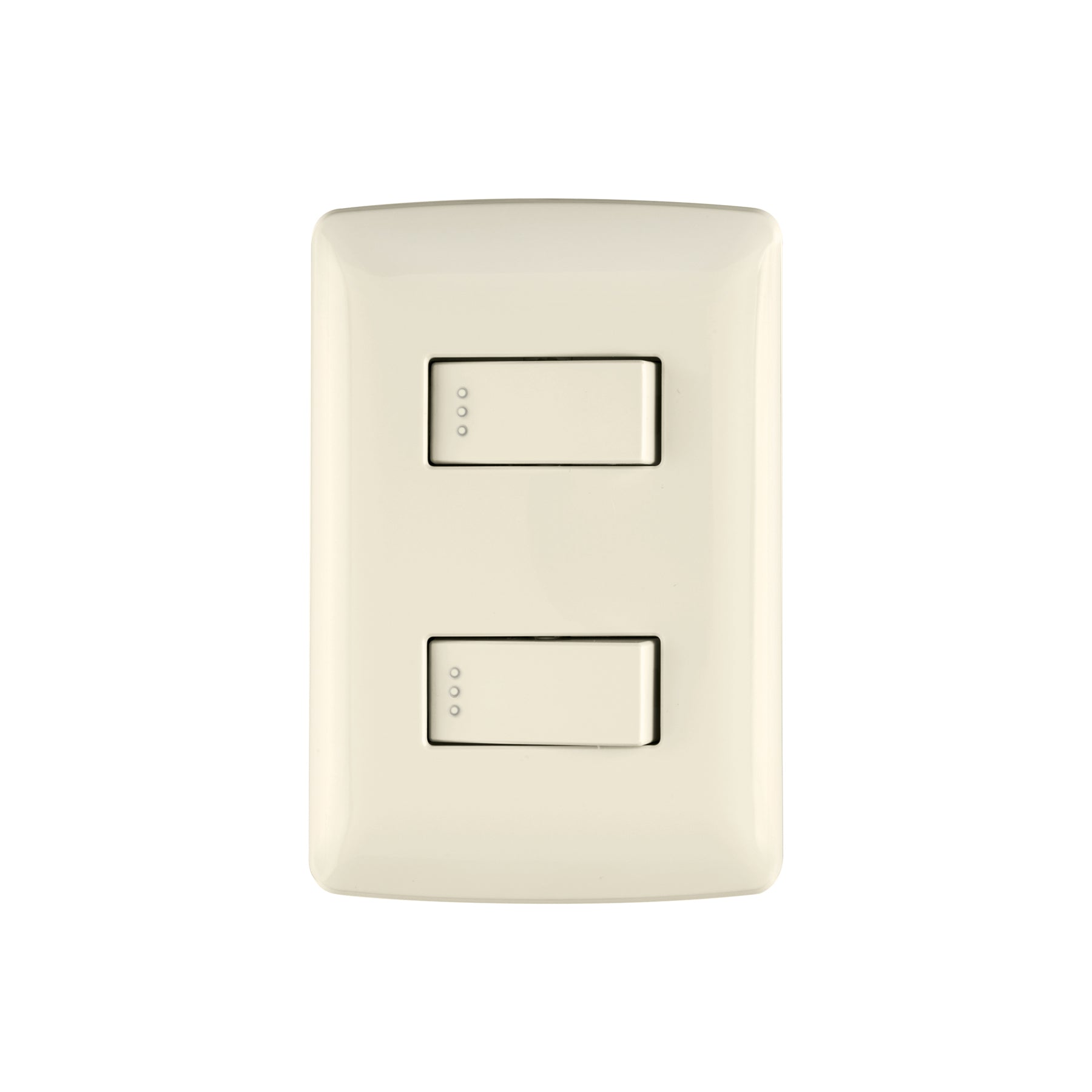 Placa armada 2 interruptores sencillos marfil,línea Italiana | PA-APDO-I | 48662