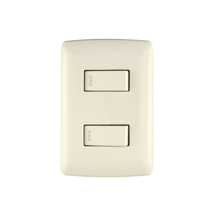 Placa armada 2 interruptores sencillos marfil,línea Italiana | PA-APDO-I | 48662