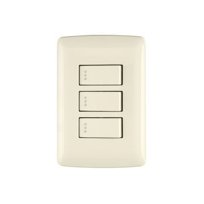 Placa armada 3 interruptores sencillos,marfil,línea Italiana | PA-APTR-I | 48664