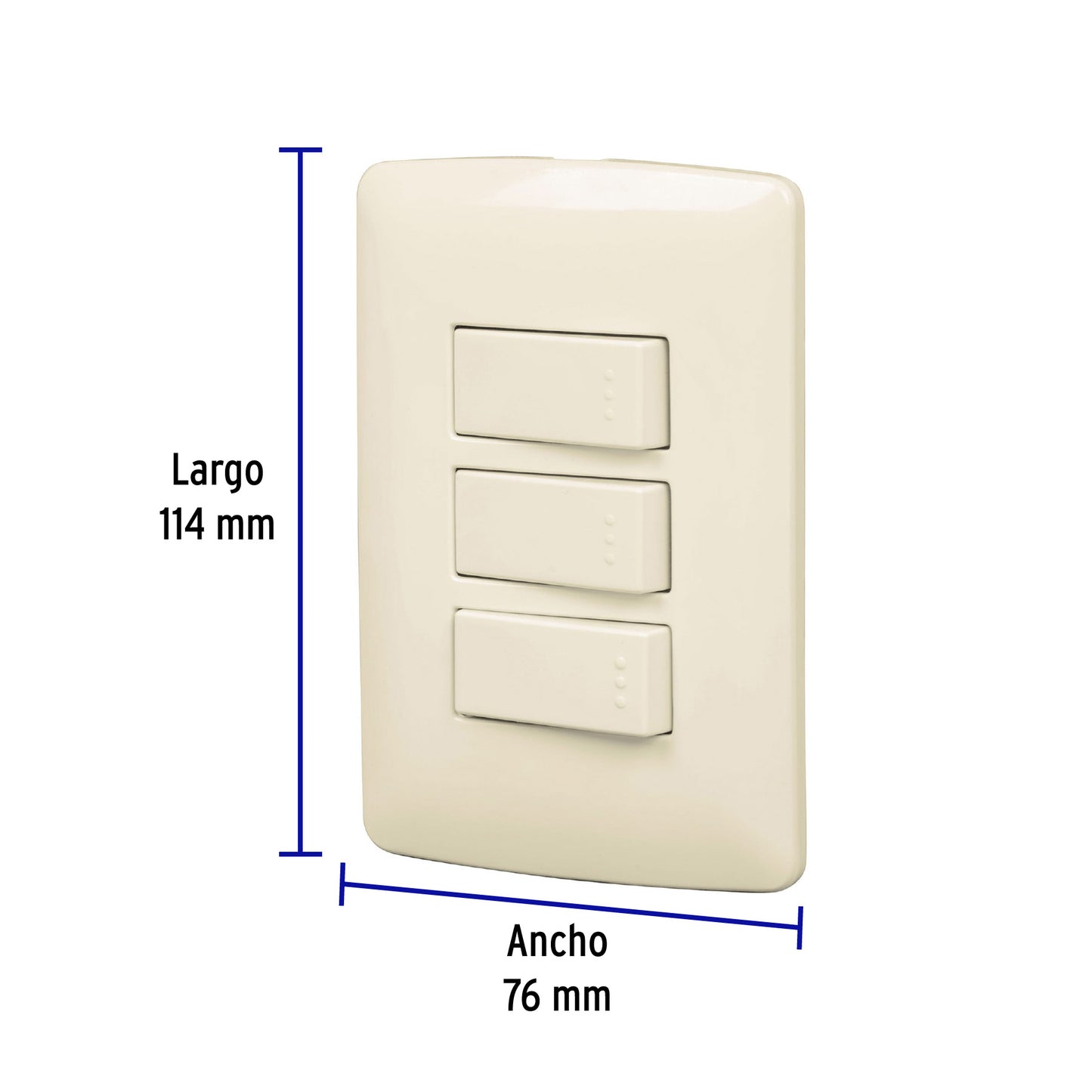 Placa armada 3 interruptores sencillos,marfil,línea Italiana | PA-APTR-I | 48664