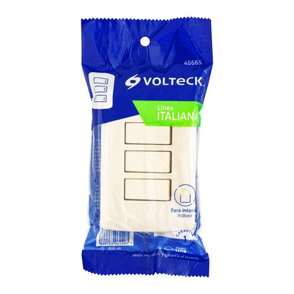 Placa armada 2 interruptores 1escalera,marfil,línea Italiana | PA-APTR-EI | 48665