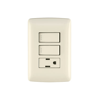 Placa armada contacto 2 interruptores,marfil, línea Italiana | PA-APCO-I2 | 48667