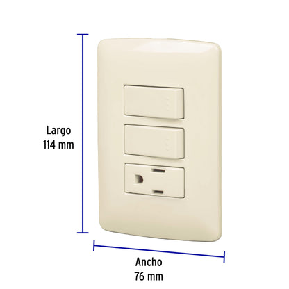 Placa armada contacto 2 interruptores,marfil, línea Italiana | PA-APCO-I2 | 48667