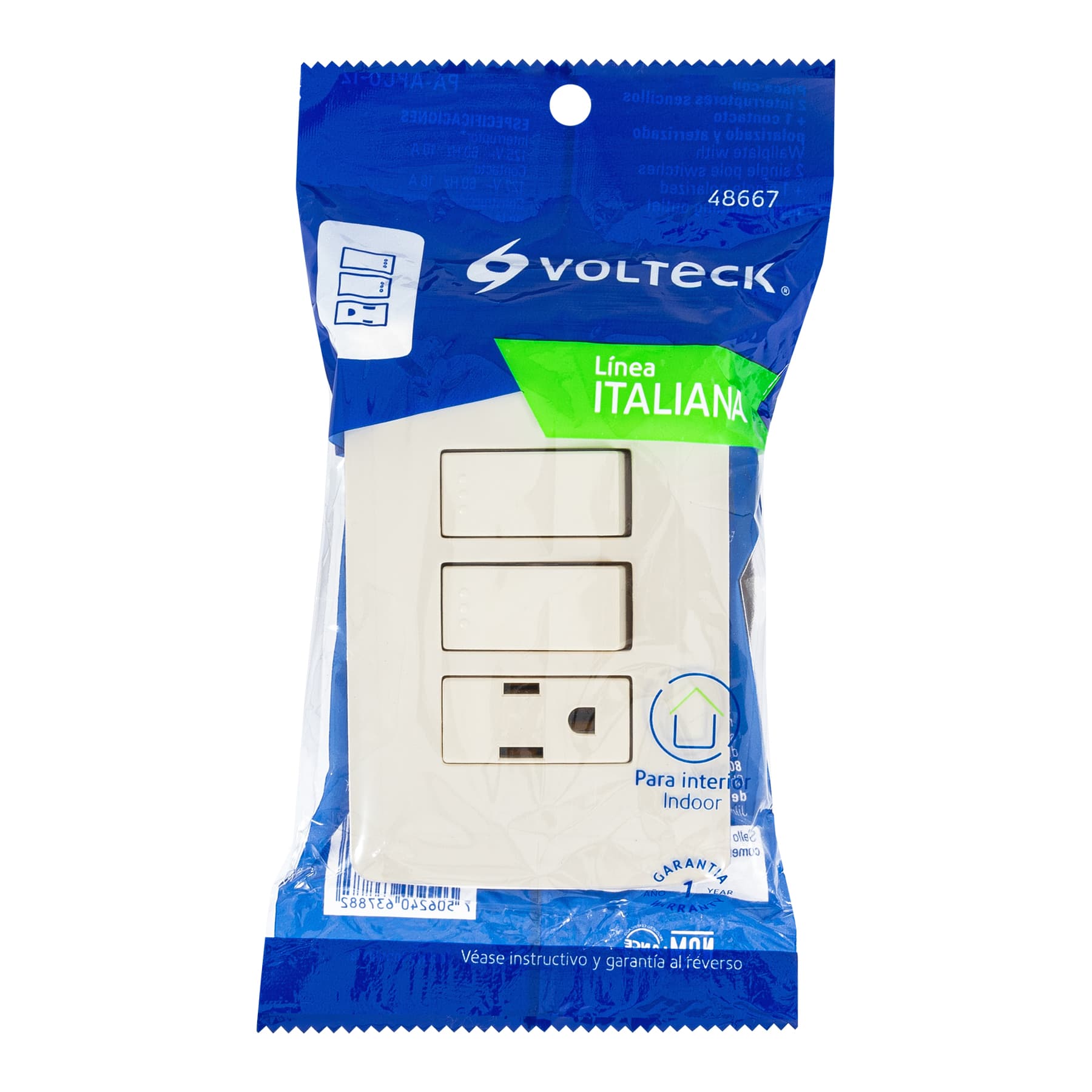 Placa armada contacto 2 interruptores,marfil, línea Italiana | PA-APCO-I2 | 48667