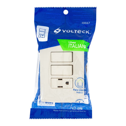 Placa armada contacto 2 interruptores,marfil, línea Italiana | PA-APCO-I2 | 48667