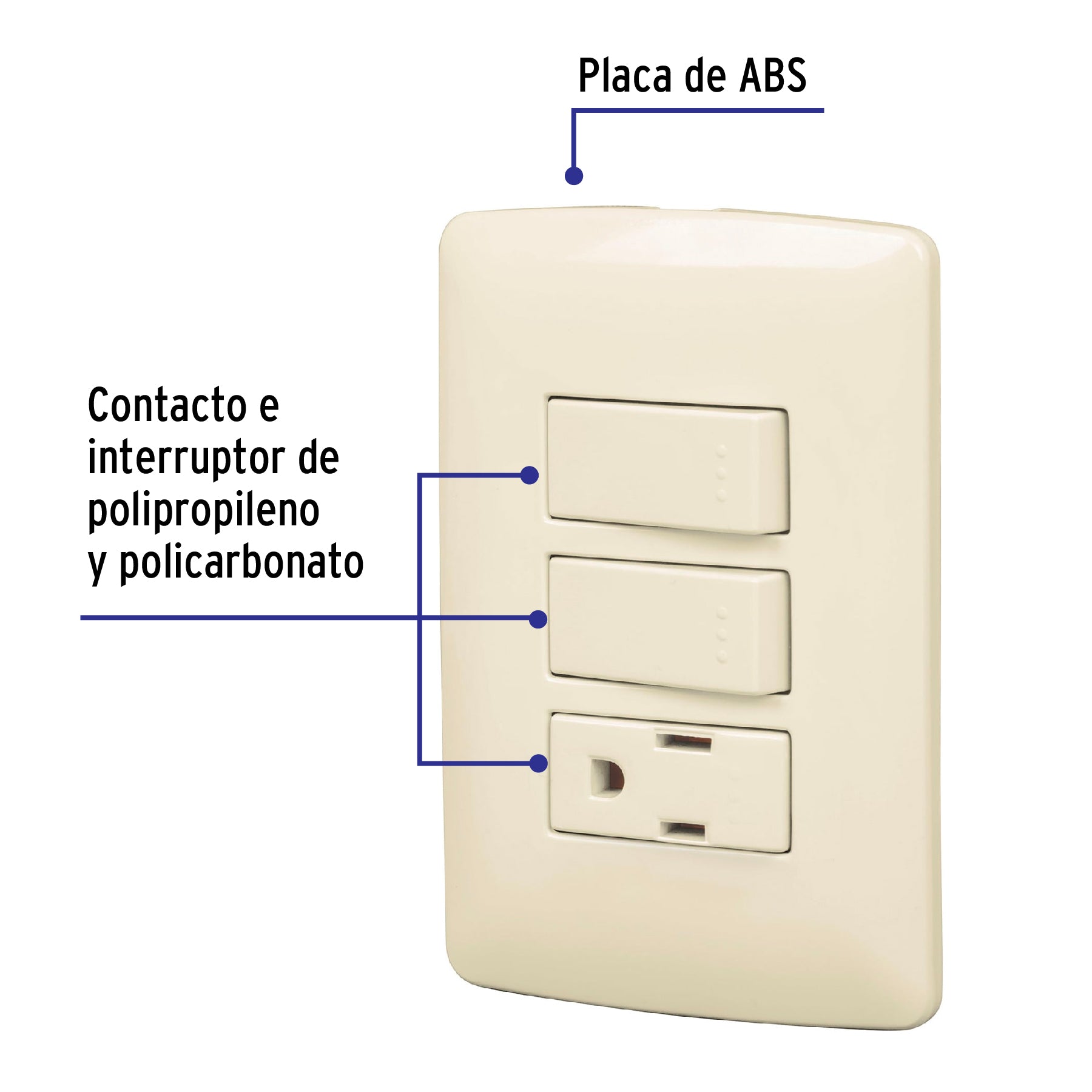 Placa armada contacto 2 interruptores,marfil, línea Italiana | PA-APCO-I2 | 48667