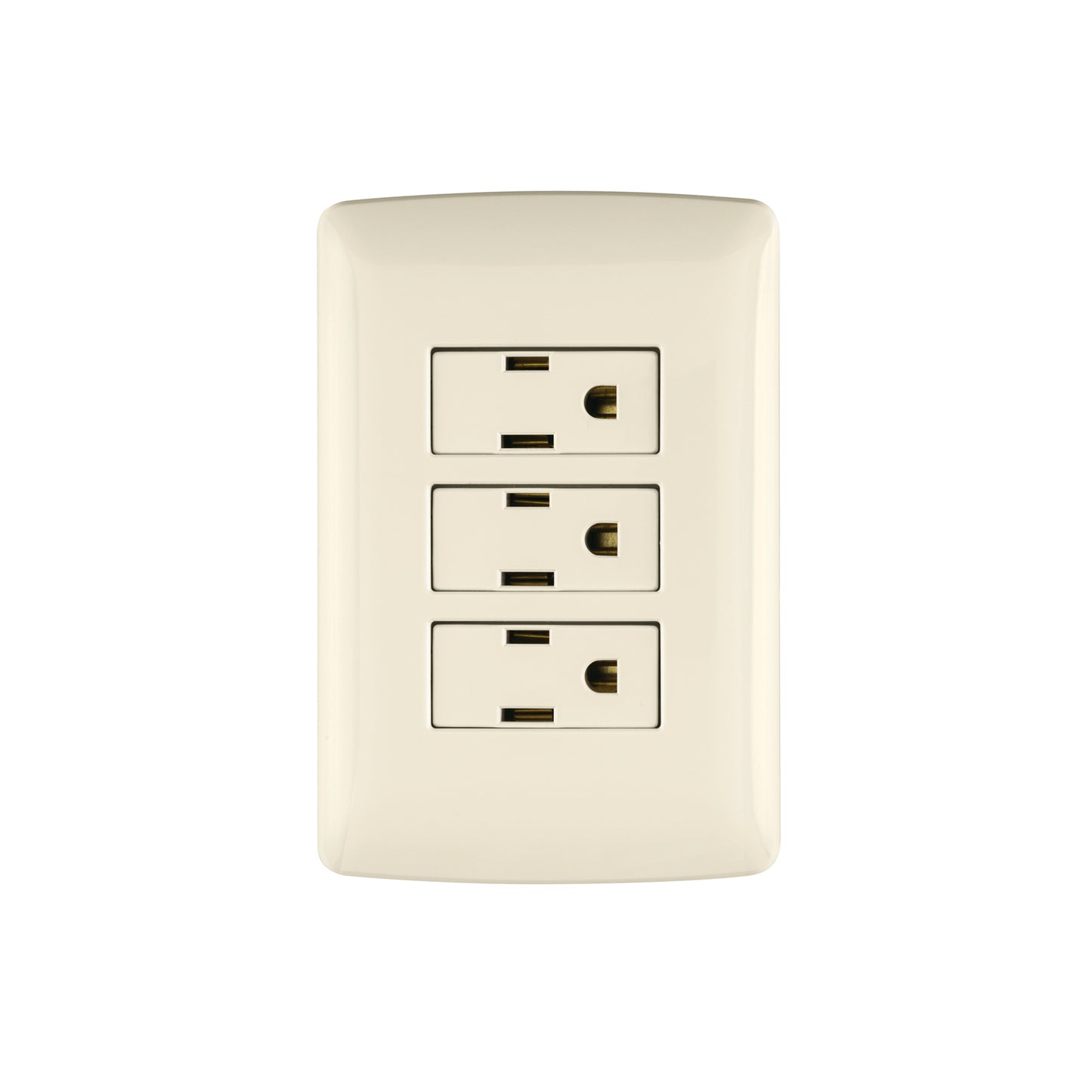 Placa armada 3 contactos aterrizados, marfil, línea Italiana | PA-COTR-I | 48669