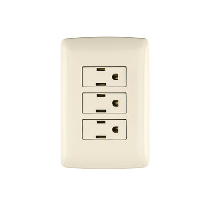 Placa armada 3 contactos aterrizados, marfil, línea Italiana | PA-COTR-I | 48669