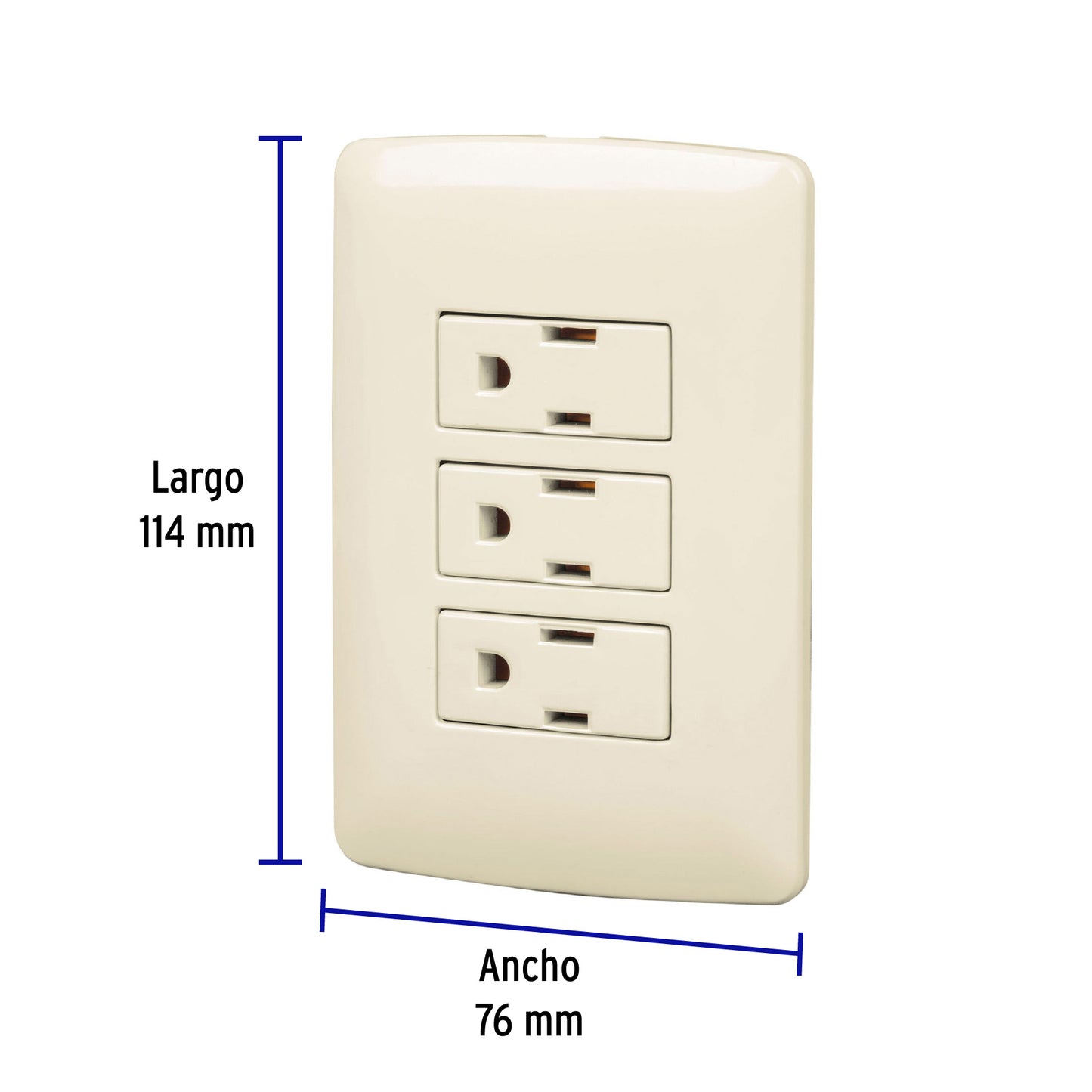 Placa armada 3 contactos aterrizados, marfil, línea Italiana | PA-COTR-I | 48669