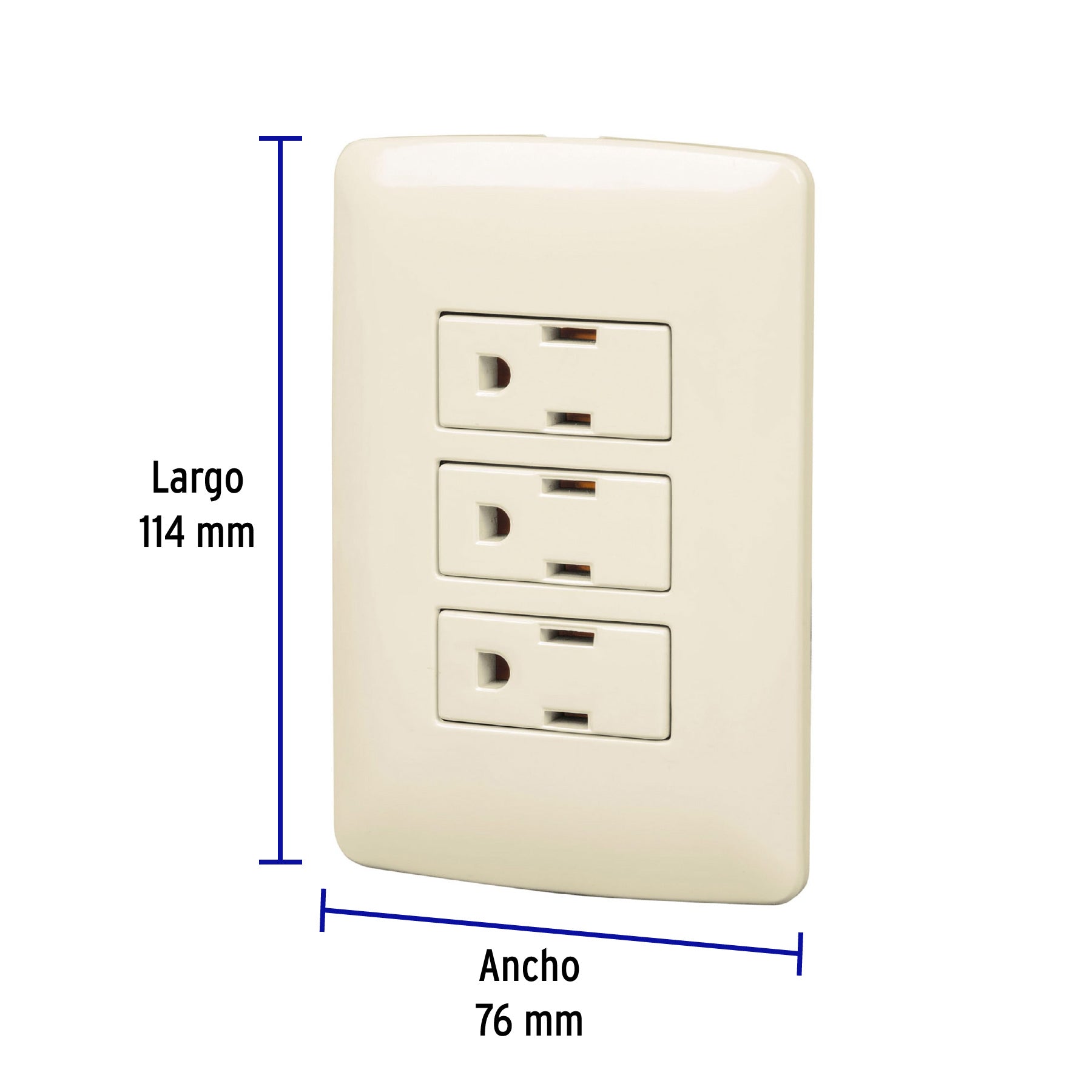 Placa armada 3 contactos aterrizados, marfil, línea Italiana | PA-COTR-I | 48669