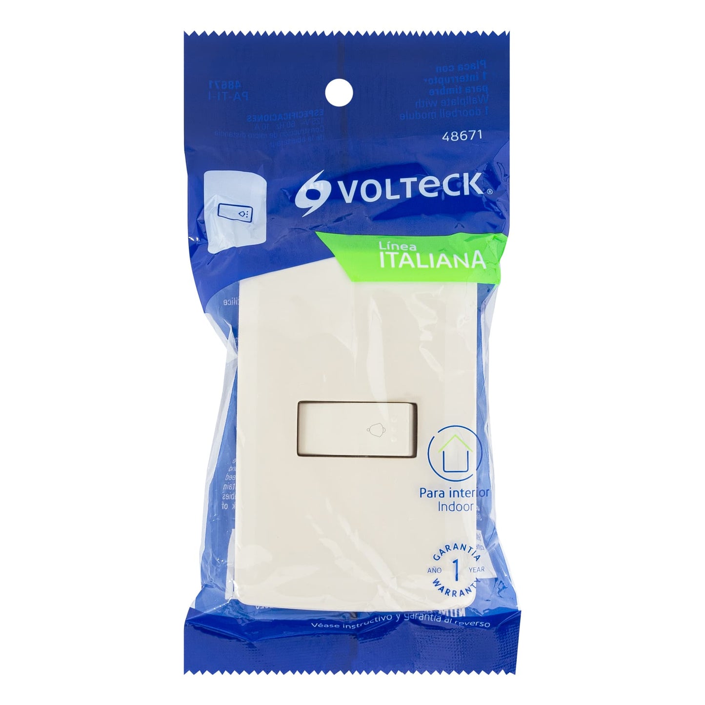 Placa armada con timbre, marfil, línea Italiana, Volteck | PA-TI-I | 48671