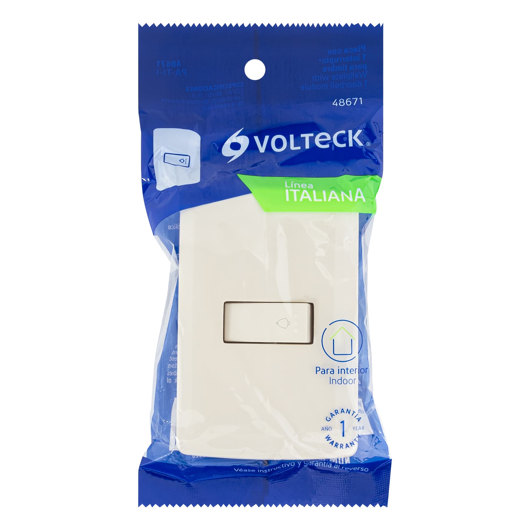 Placa armada con timbre, marfil, línea Italiana, Volteck | PA-TI-I | 48671