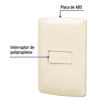 Placa armada con timbre, marfil, línea Italiana, Volteck | PA-TI-I | 48671