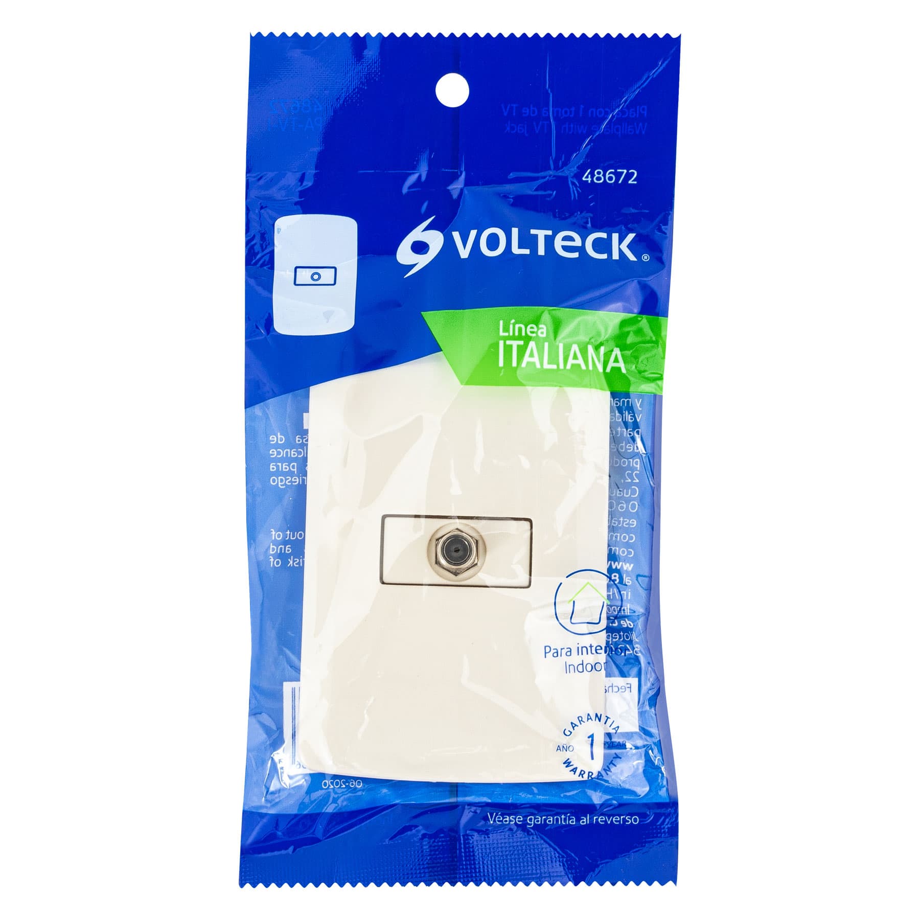 Placa armada con conexión para TV, marfil, línea Italiana | PA-TV-I | 48672