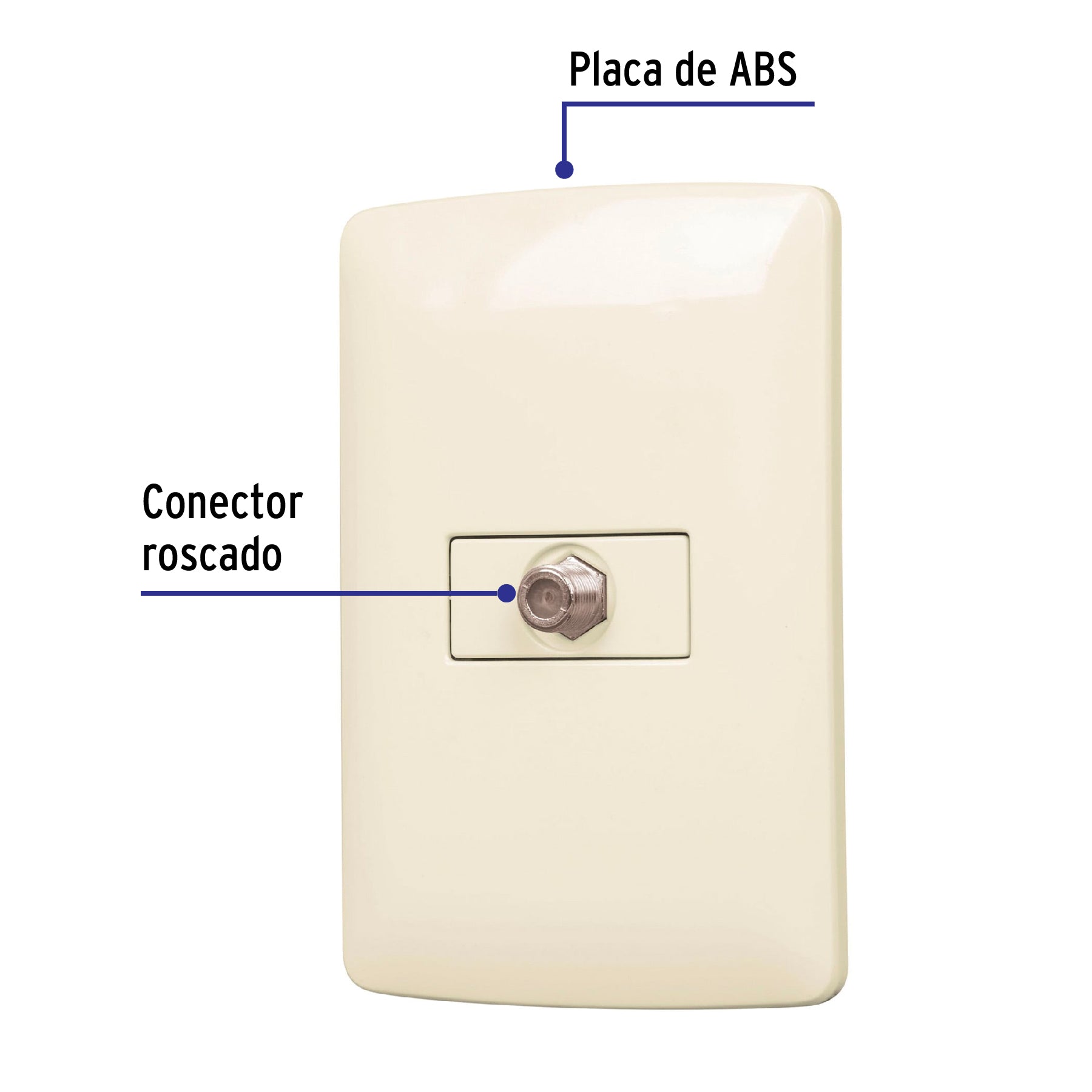 Placa armada con conexión para TV, marfil, línea Italiana | PA-TV-I | 48672