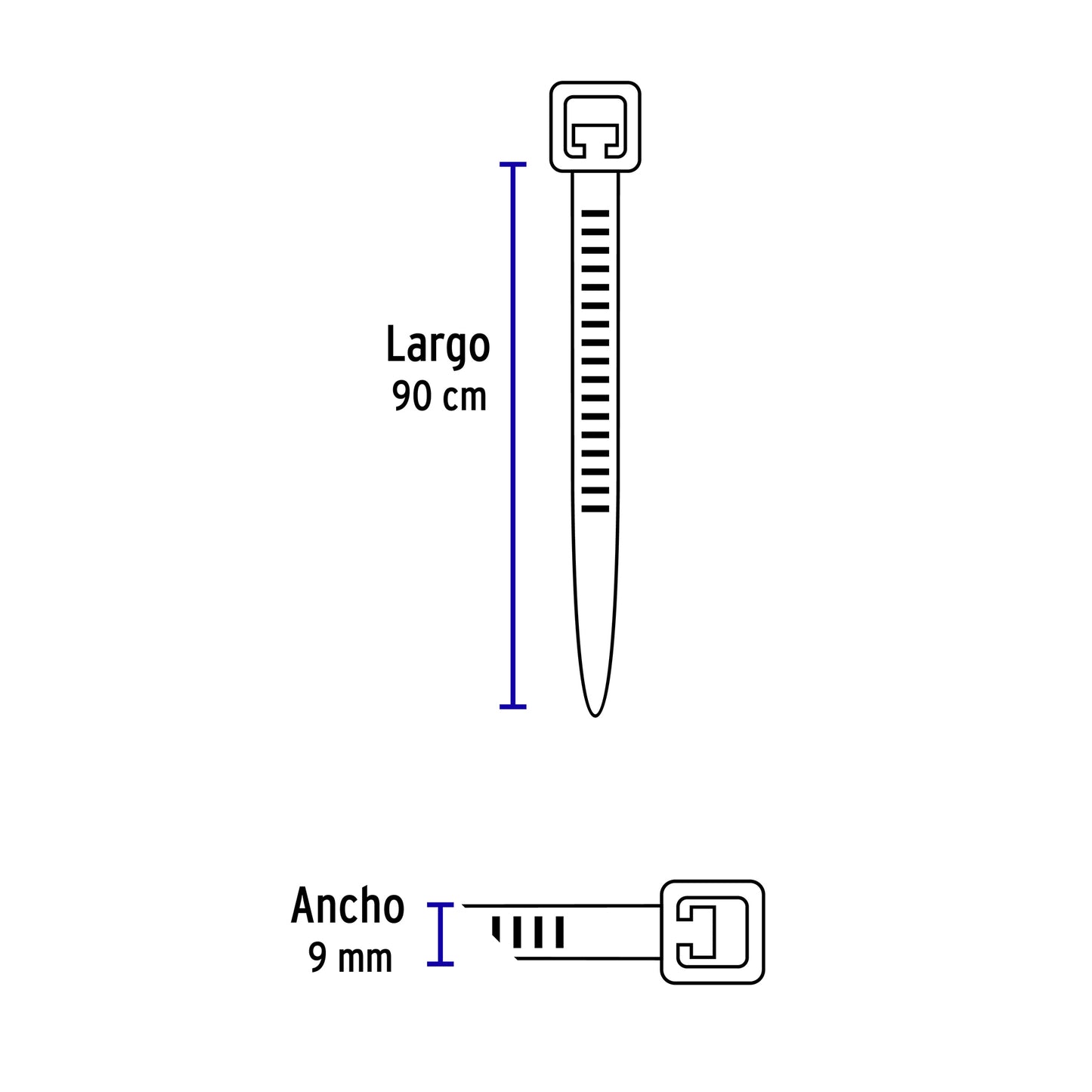 Bolsa con 10 cinchos plásticos 175 lb, 900x9 mm, naturales | CIN-17590 | 48987