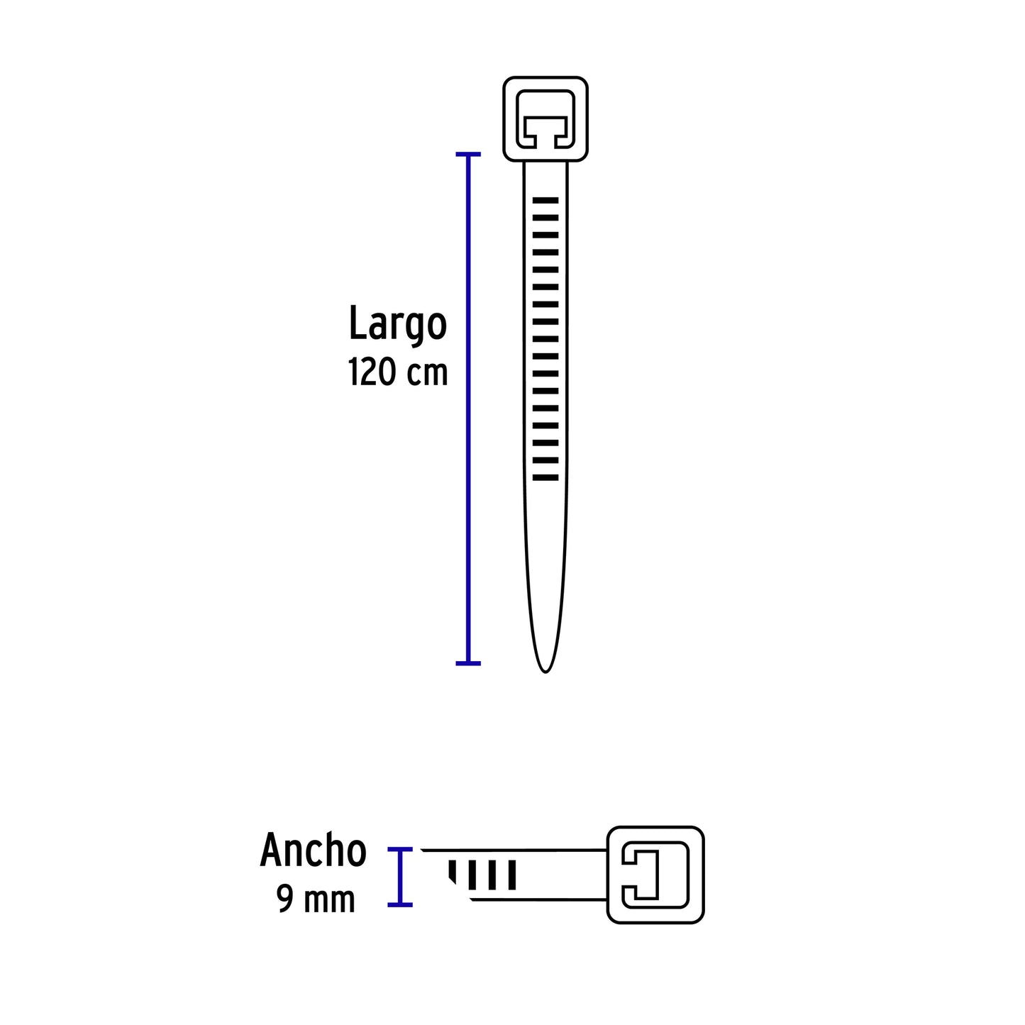 Bolsa con 10 cinchos plásticos 175 lb, 1200x9 mm, naturales | CIN-175120 | 48988