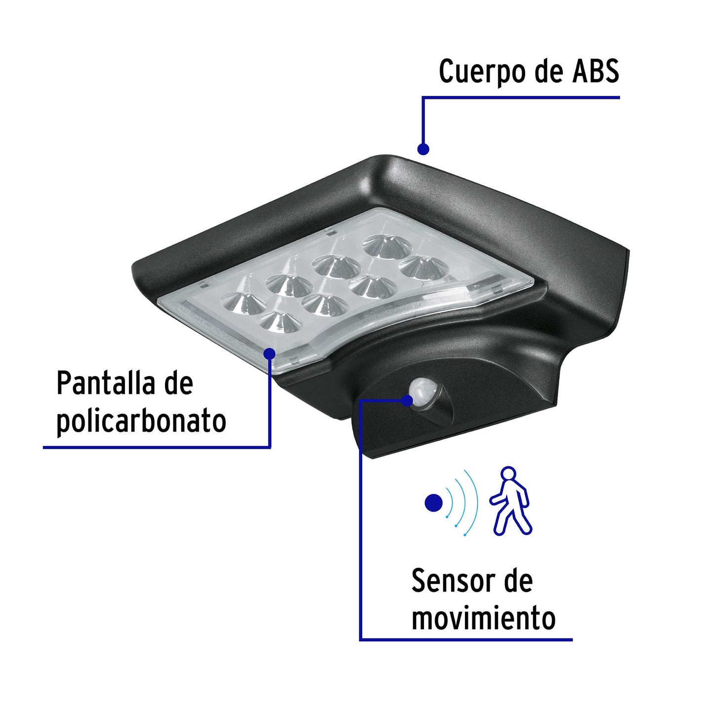 Arbotante solar LED 4 W con sensor de movimiento, Volteck | ARB-704L | 49073